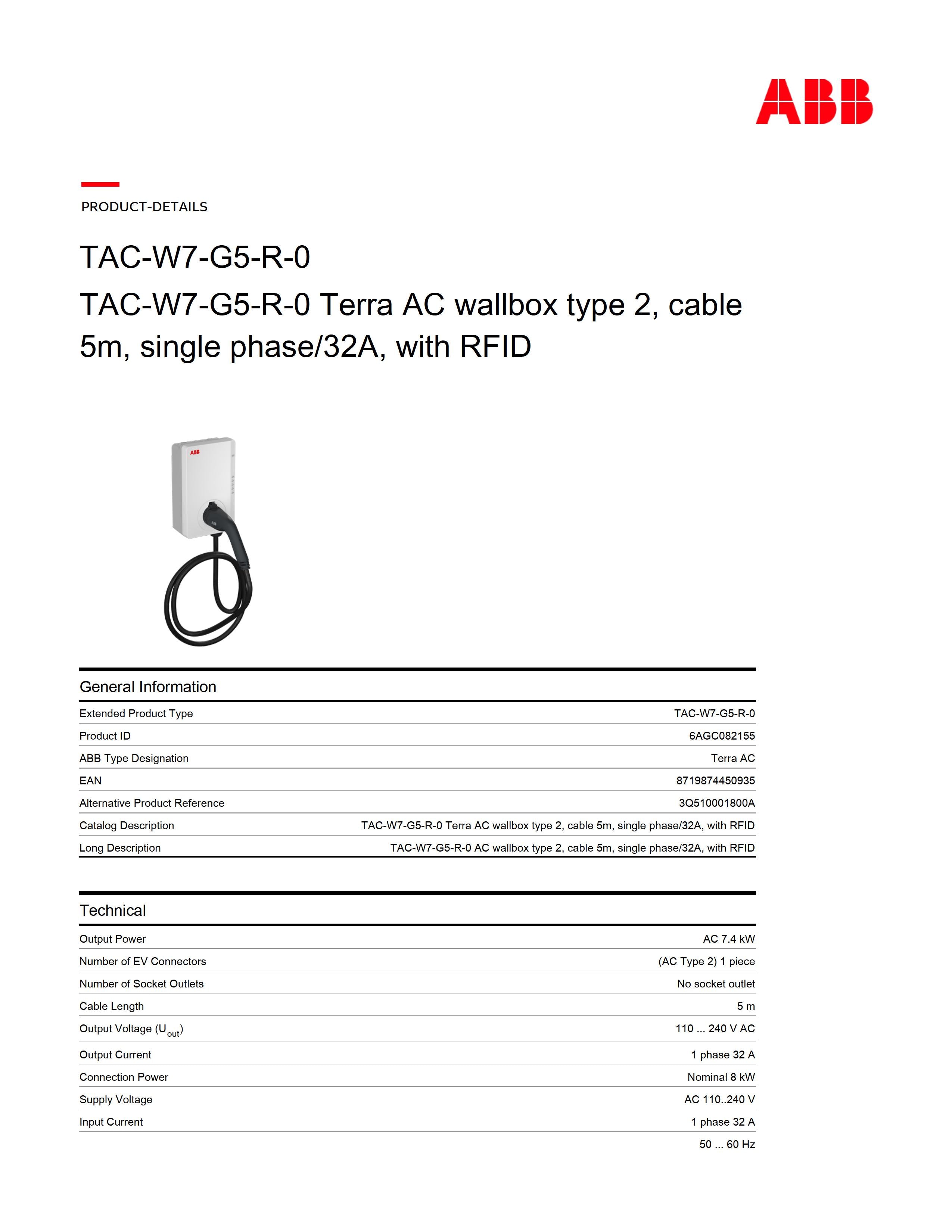 <transcy>Electric car charger ABB Terra AC W7-G5-R-0</transcy>
