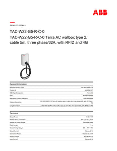 Elekrtiauto laadija ABB Terra AC W22-G5-R-C-0