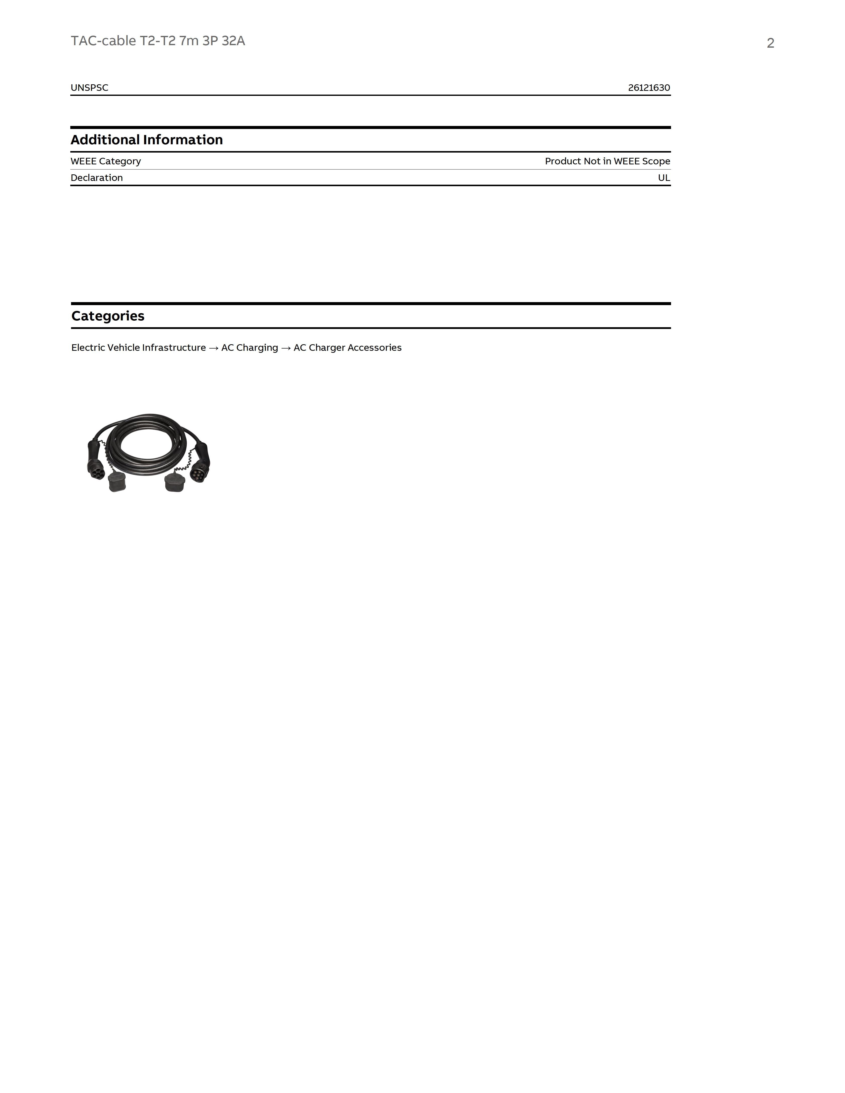 ABB TAC-cable T2-T2 7m3P32A