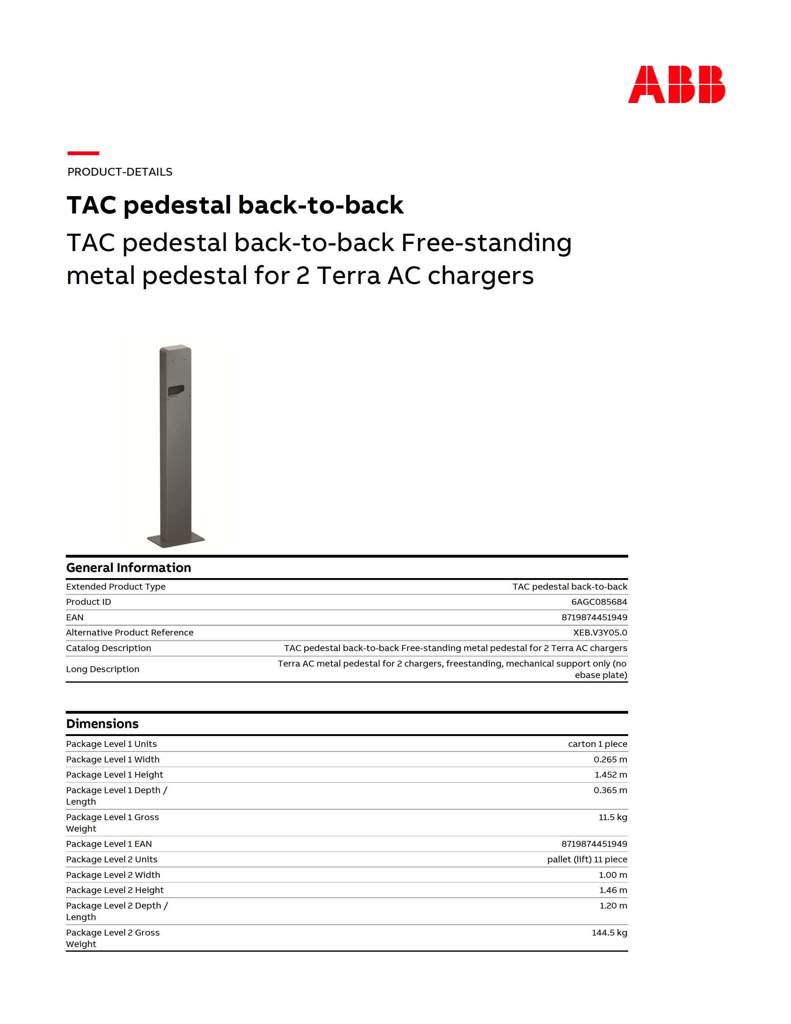 ABB TAC pedestal back-to-back