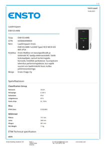 Laadimisjaam Ensto EVB103-AWB 1x22kW Type2 RCD MCB V2X WiFi IP54
