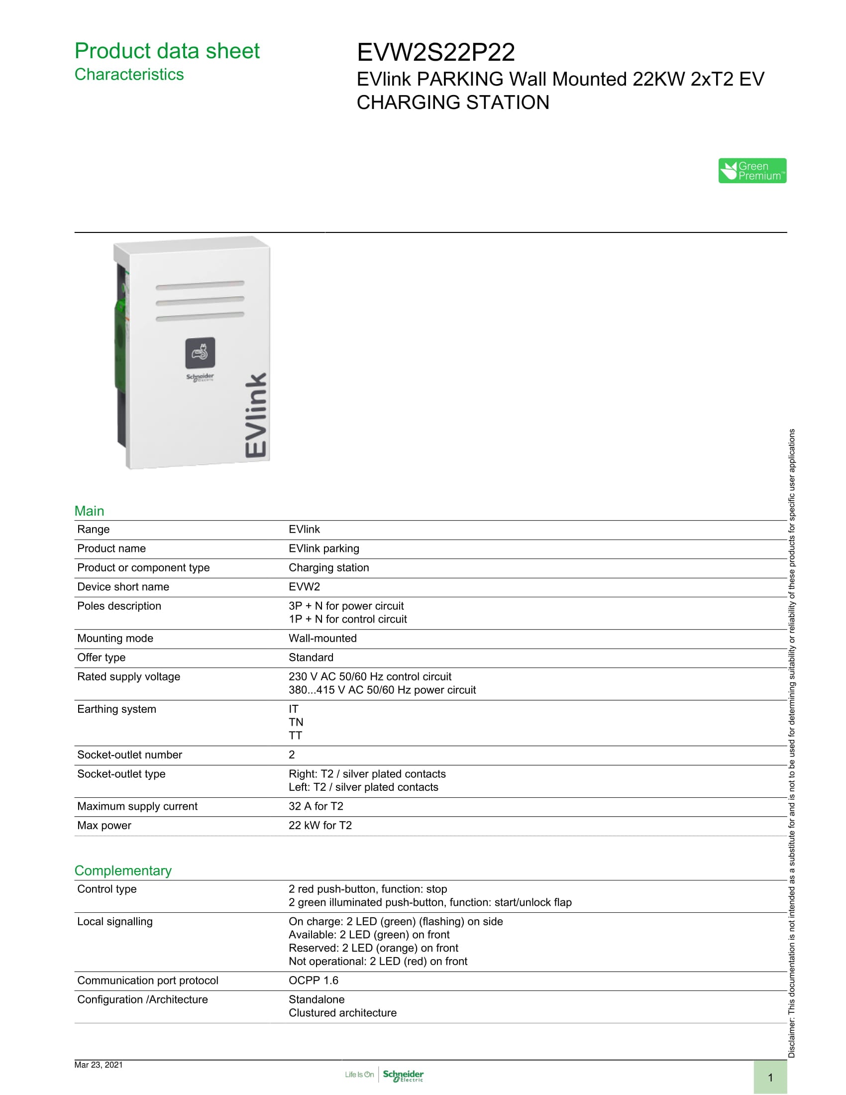 Elektriauto laadija 22 kW (3P - 32 A) 2xT2 pistikupesa, seinale kinnitatud, ühenda ja lae - ilma RFID lugejata