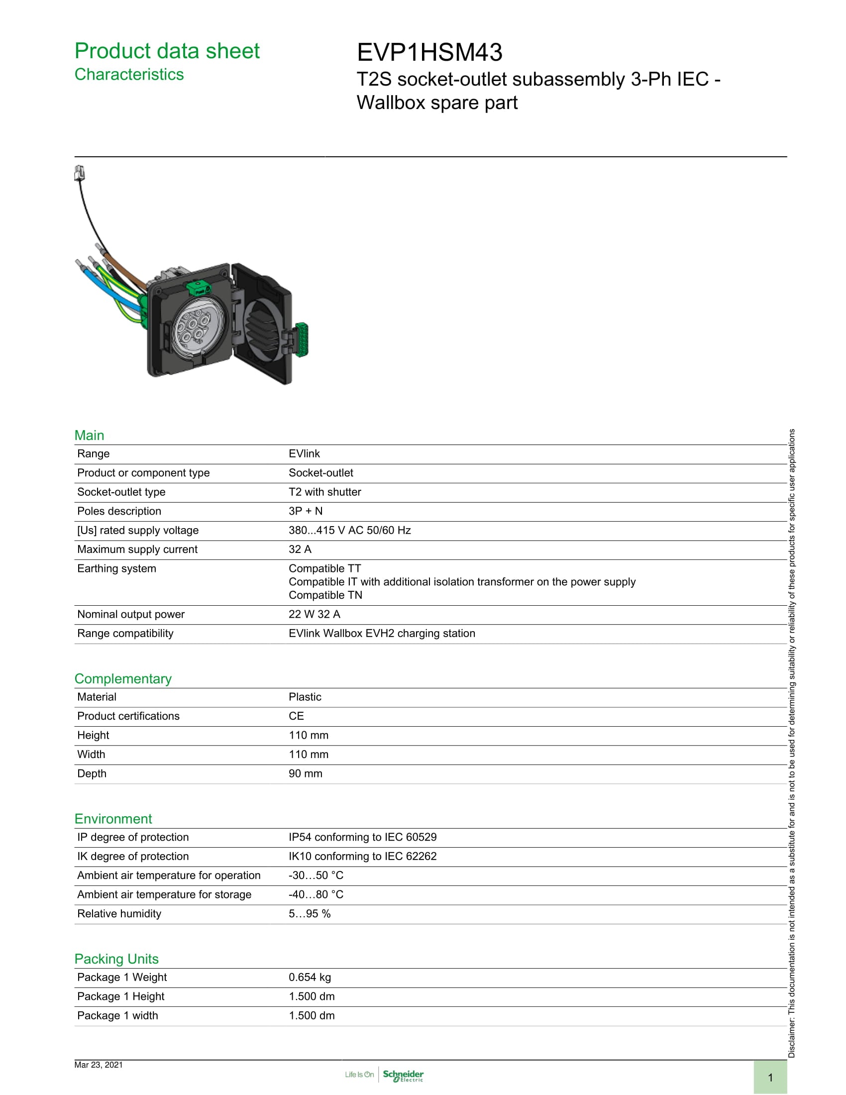 <transcy>Accessory T2S three-phase socket for charger</transcy>